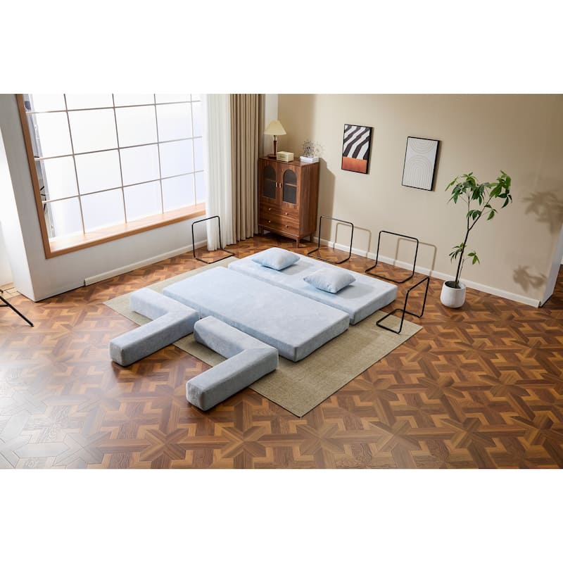 Floor Couch,Compression Sofa,Convertible Floor Sofa Bed-with Pillow Back Support Armrest,Comfy Futon Couch Lounge Sleeper Bed