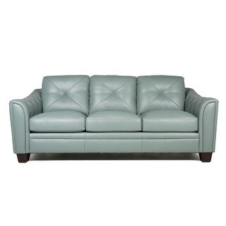Baclieu Seafoam Tufted Leather Sofa