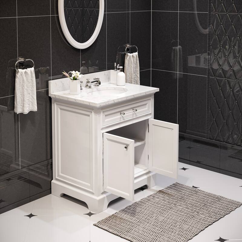 Water Creation Derby 30-inch Solid White Single Sink Bathroom Vanity