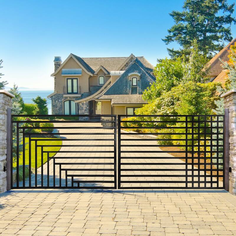 ALEKO Kyiv Style 12 x 6 feet Steel Dual Swing Driveway Gate with Opener