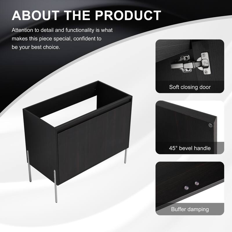 36" Freestanding Bathroom Vanity Cabinet, Soft Close Double Doors, Durable Eco-Friendly Plywood Construction