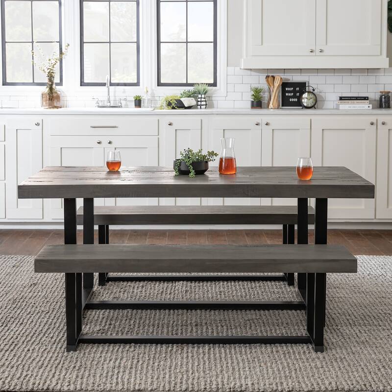 Middlebrook Solid Wood 3-Piece Dining Set with 60-inch Benches