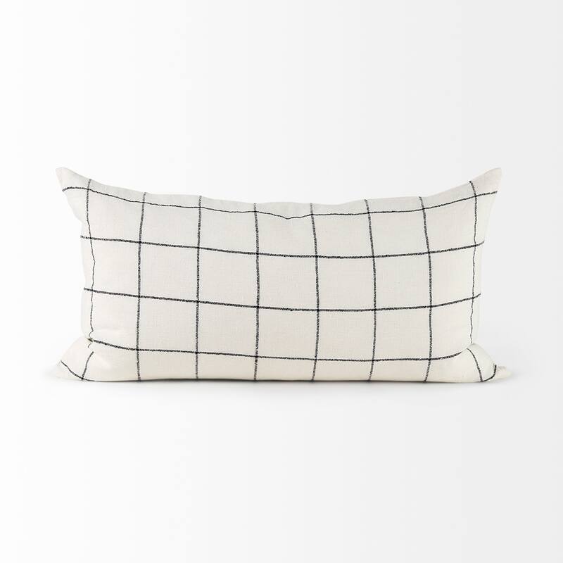 Suzanne White & Black Square Pattern Decorative Pillow Cover