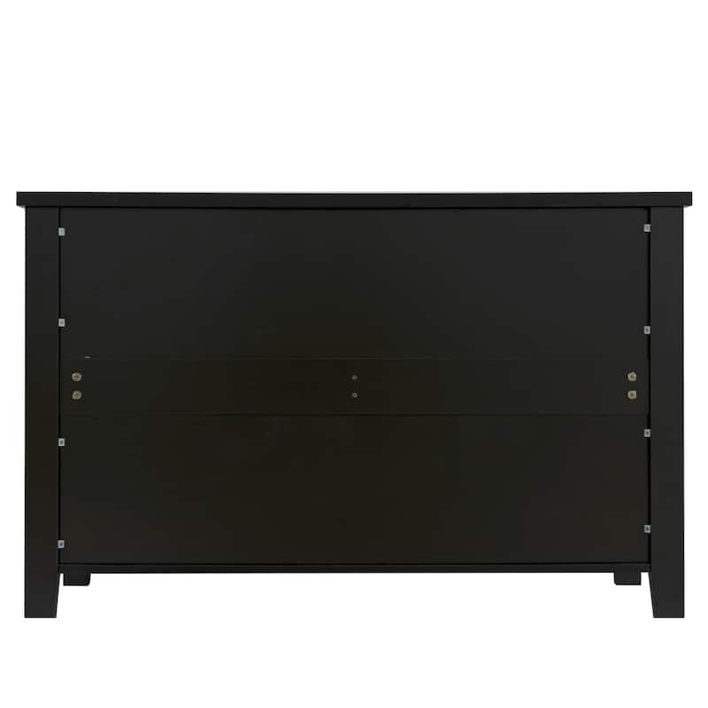 Modern Black Storage Solid Wood Retro Shell Handle Side Cabinet