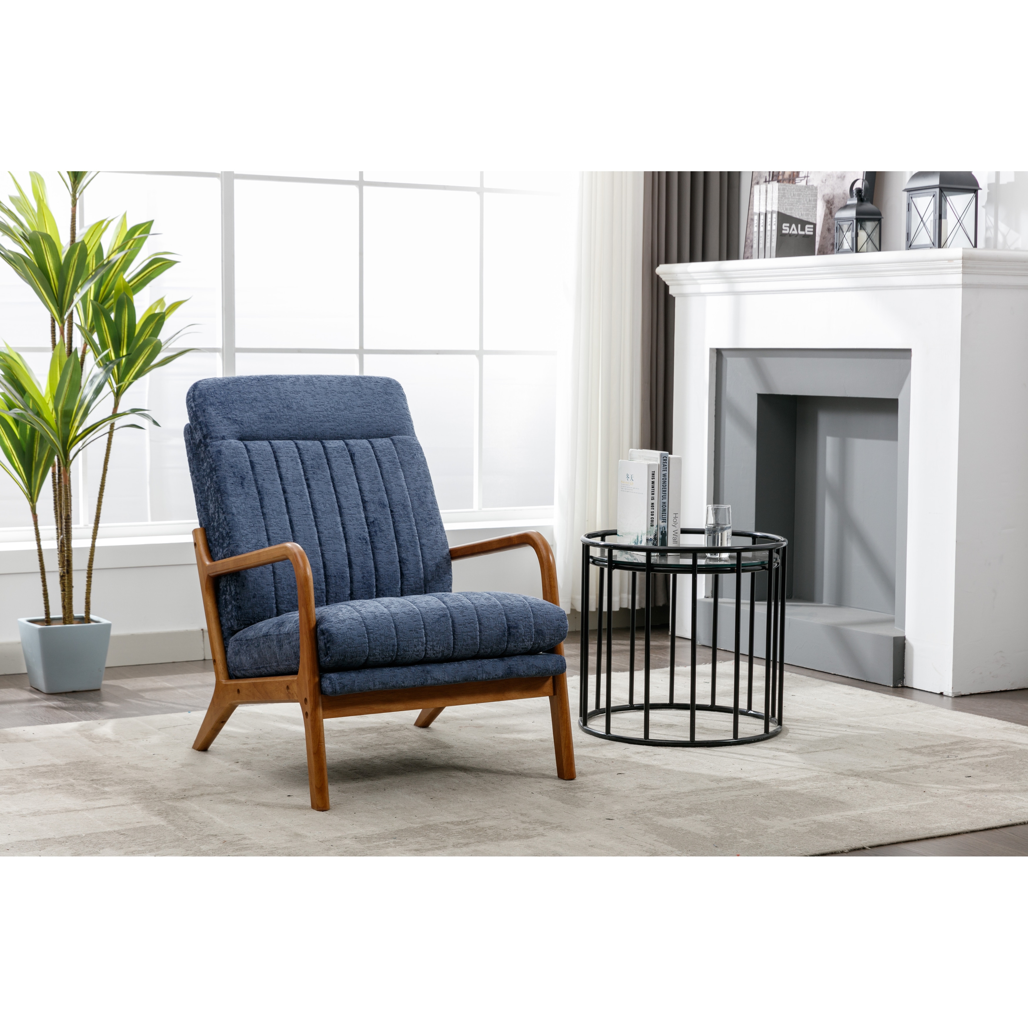 Navy high deals back armchair