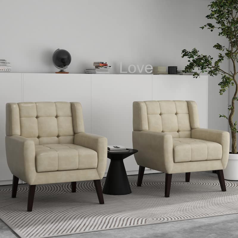Tufted Arm Chair Upholstered Lounge Chair(Set of 2)