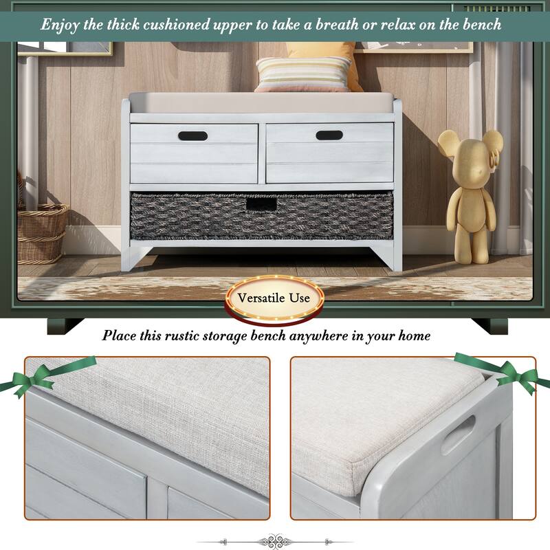Storage Bench Entryway Bench Shoe Bench with Cushion