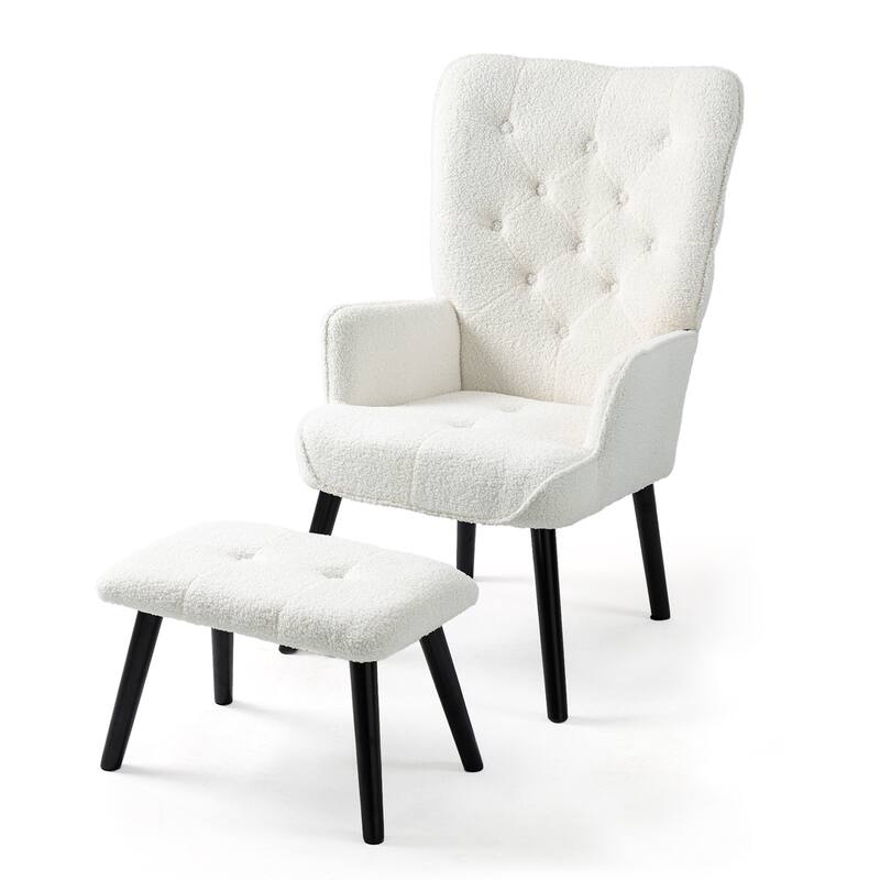 AVAWING Rustic Accent Chair Set with Footrest Tufted Button Back