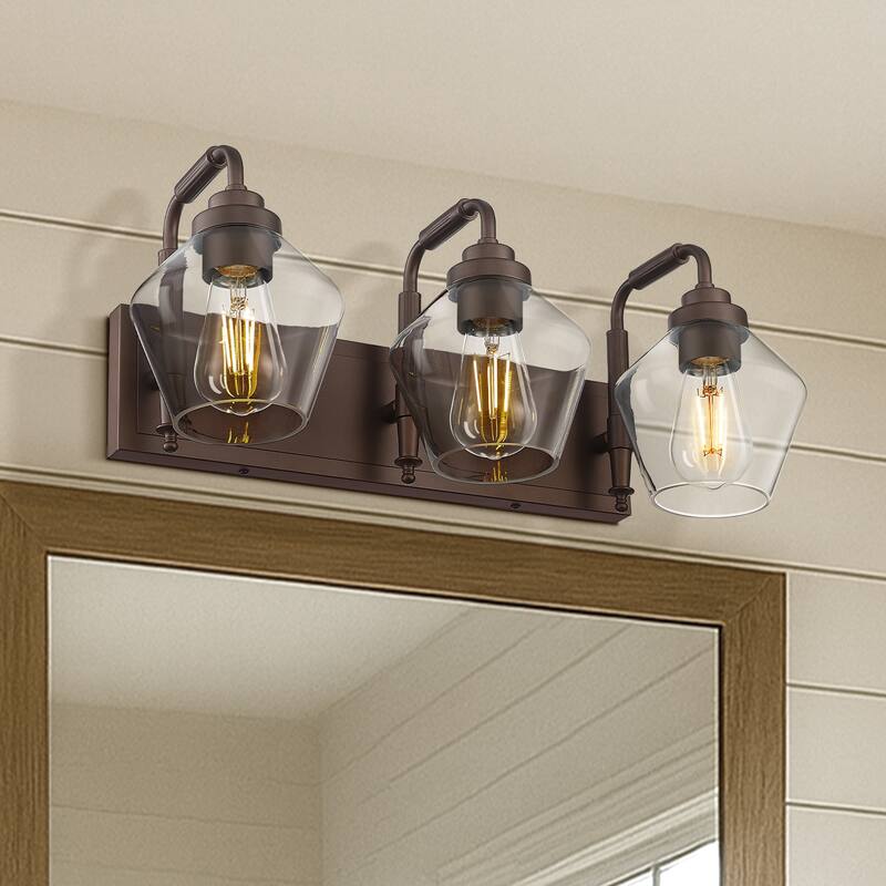 Modern 3/4-Light Bathroom Vanity Light in Oil-Rubbed Bronze/Gold