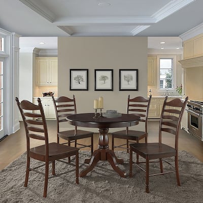 Solid Ladder Back Dining Chair - 42" - Espresso Brown
