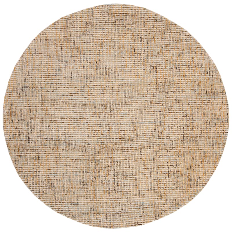 SAFAVIEH Handmade Abstract Lottie Modern Wool Rug - 8' Round - Gold/Blue - Round