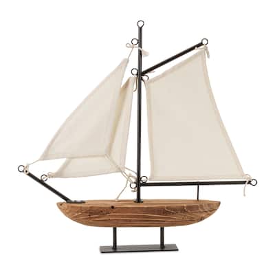 Wood and Iron Sailboat Sculpture 19.5"L