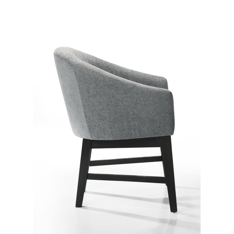 Set of 2 Gray Fabric Barrel Dining Chair with Black Finish Legs