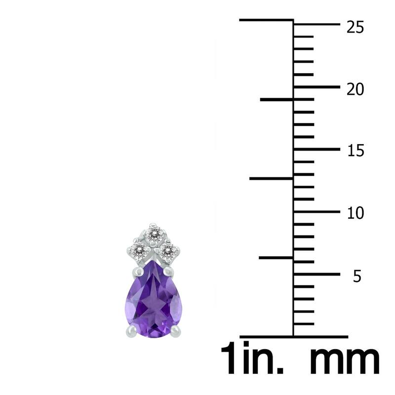 Marquee 14K White Gold 6x4MM Pear Amethyst and Diamond Earrings
