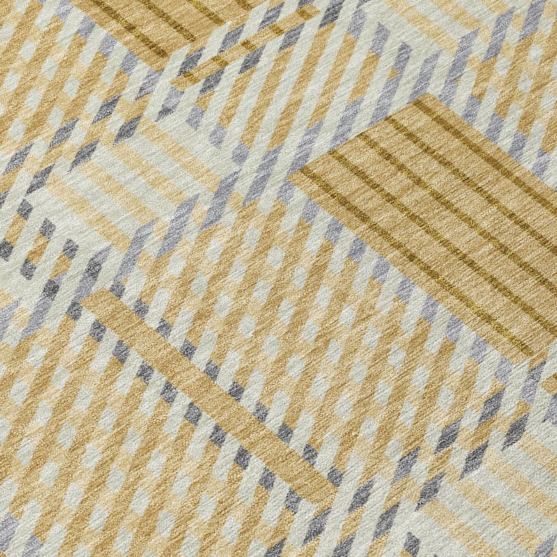 Machine Washable Indoor/ Outdoor Geometric Stripe Chantille Rug