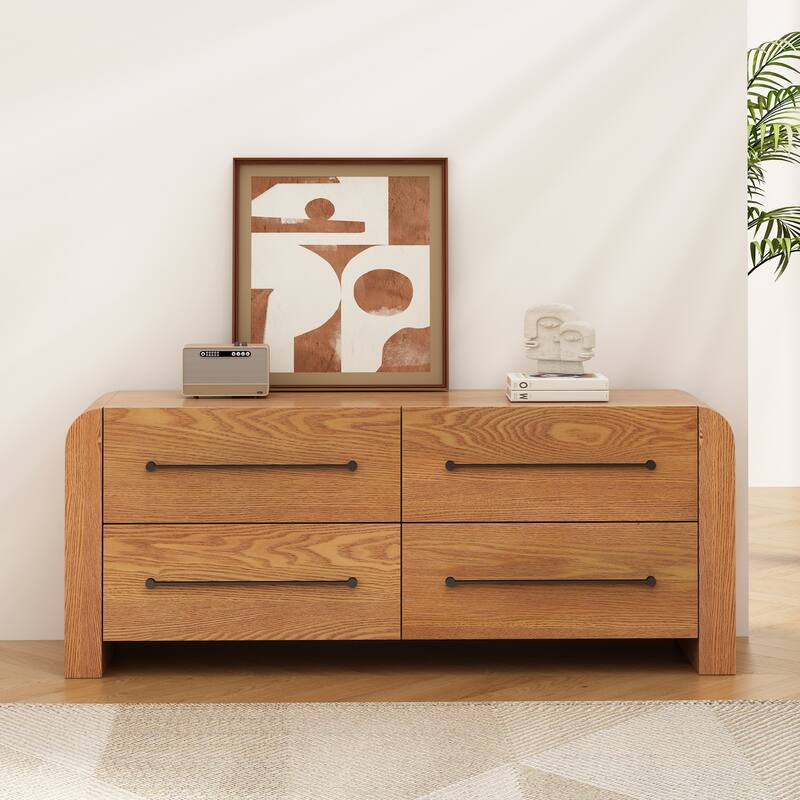 Christopher Knight Home - Nova Contemporary Natural Ash Veneer 4-Drawer Dresser with Sleek Black Handles