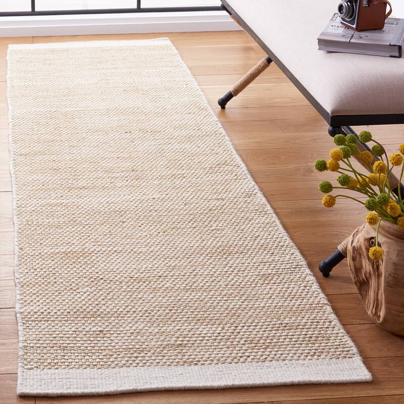 SAFAVIEH Handmade Natura Ludmila Farmhouse Wool Rug - 2'3" x 8' Runner - Taupe/Ivory