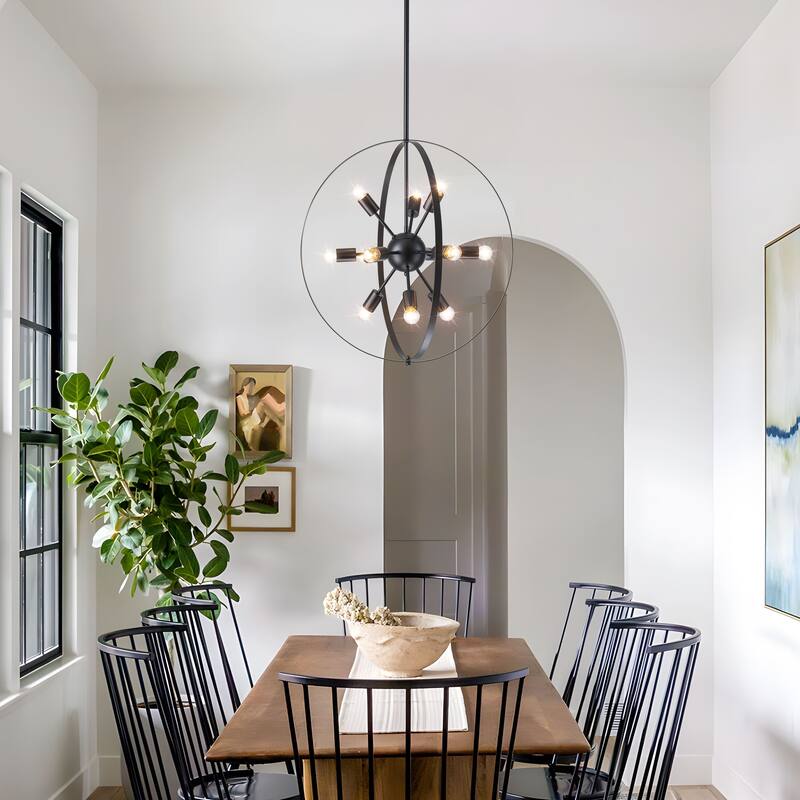 Starsky 12-Light 25in Mid-Century Modern Caged Ceiling Lights Lantern Globe Chandelier