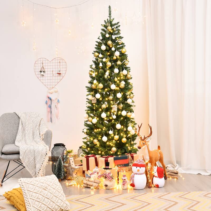 7 Ft Artificial Christmas Tree Realistic PVC Tree with 350 LED Lights