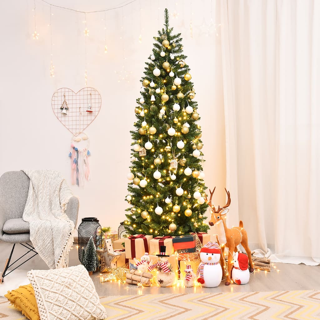 7 Ft Artificial Christmas Tree Realistic PVC Tree with 350 LED Lights