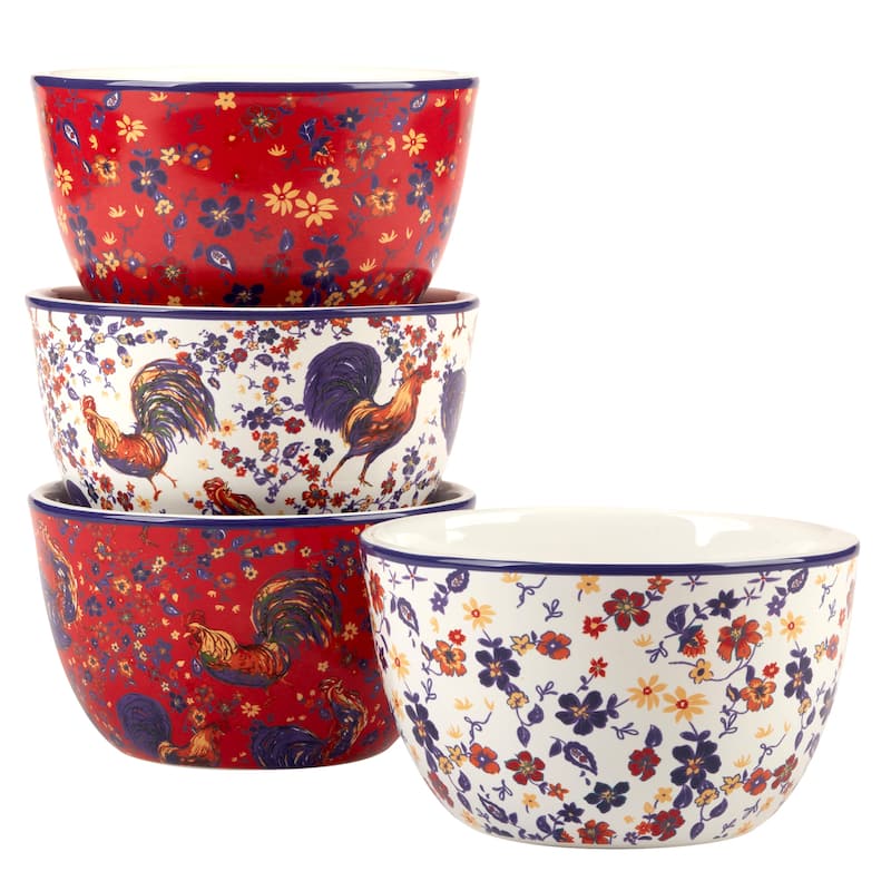 Certified International Morning Rooster Set of 4 Ice Cream Bowls - 5.25" Diam x 3"