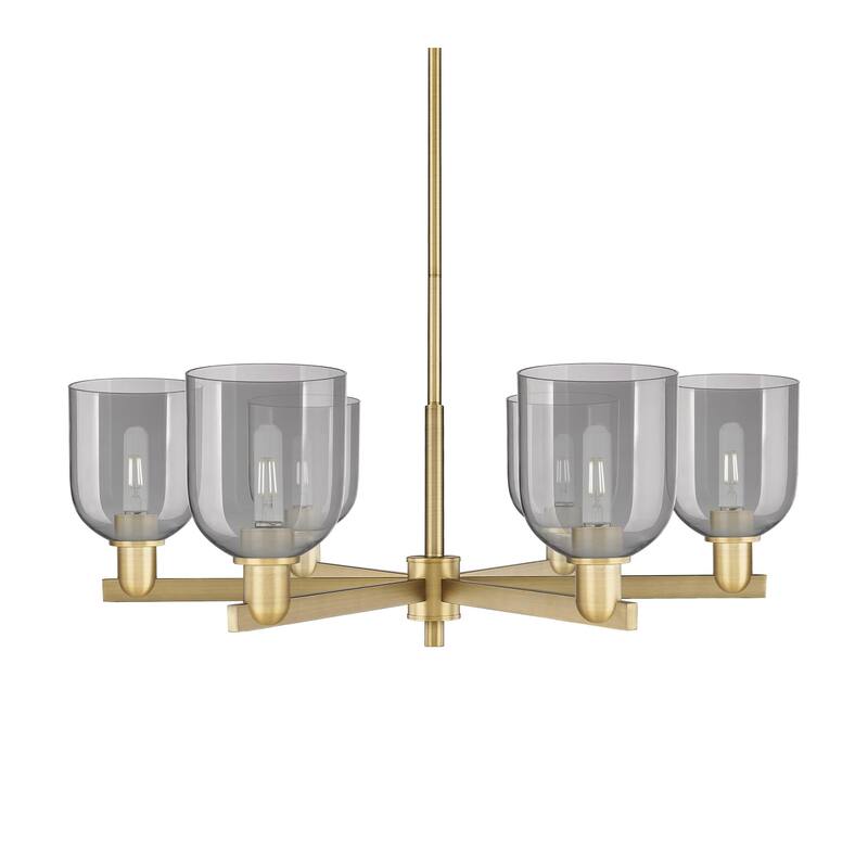 Innovations Lighting 716-6CR-12-36 Bella Chandelier Bella 6 Light 36" - Brushed Brass / Light Smoke