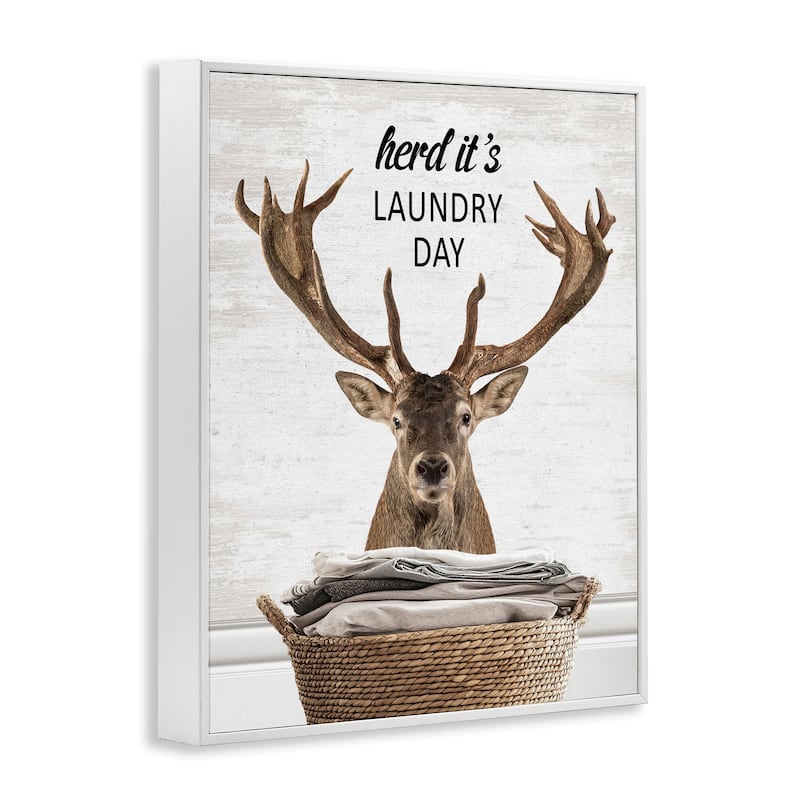 Stupell Herd It's Laundry Day Elk Framed Giclee Art Design By Lettered and Lined