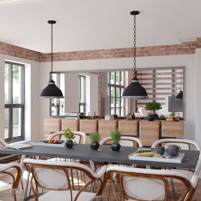 Sheffield 1L Dark Bronze and Gray Farmhouse Dome Pendant Light