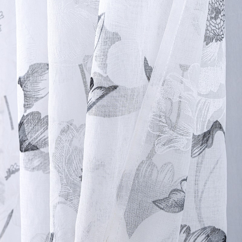 Ellie Floral Sheer Window Curtain Panel 84 inch or 95 inch