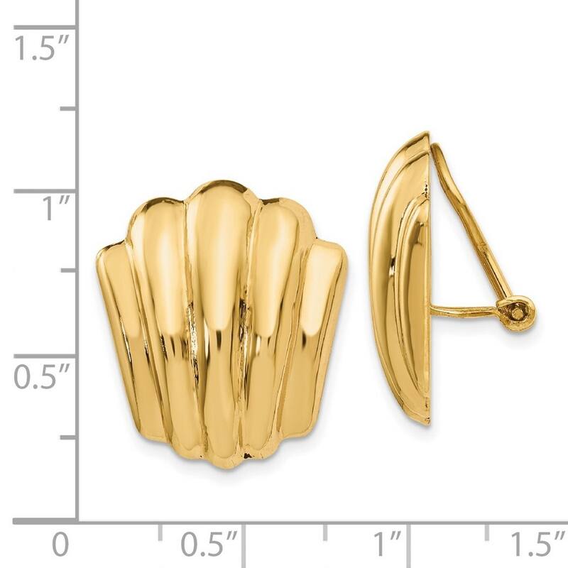 Curata 14k Yellow Gold Polished Non Pierced Fancy Earrings - 23x20mm