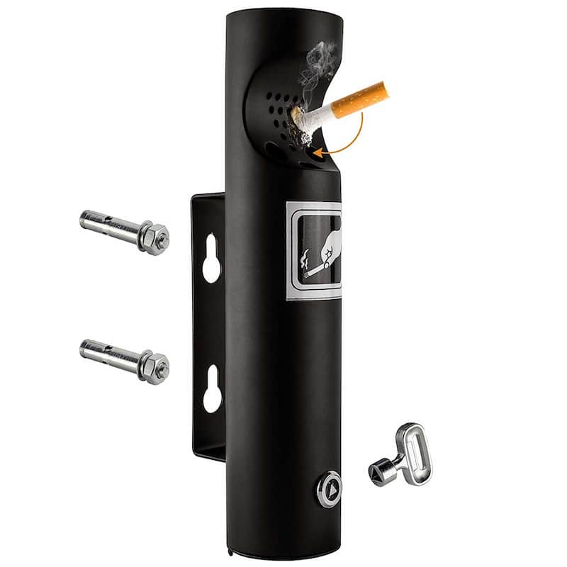 ELITRA Wall Mounted Outdoor Cigarette Butt Receptacle - Black