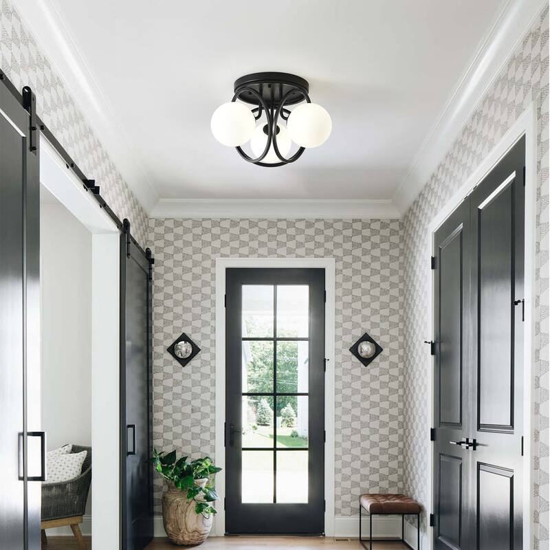3-light Glass Flush Mount Lights