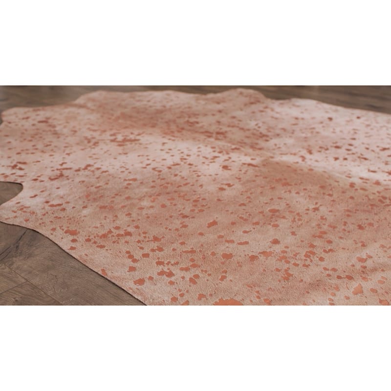 Handmade Vail Moonstone Cowhide Leather Area Rug - 7' x 7'4"