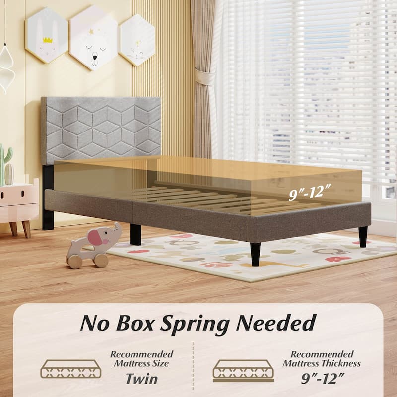 Costway Twin/Full/Queen Size Bed Frame with Linen Fabric Upholstered