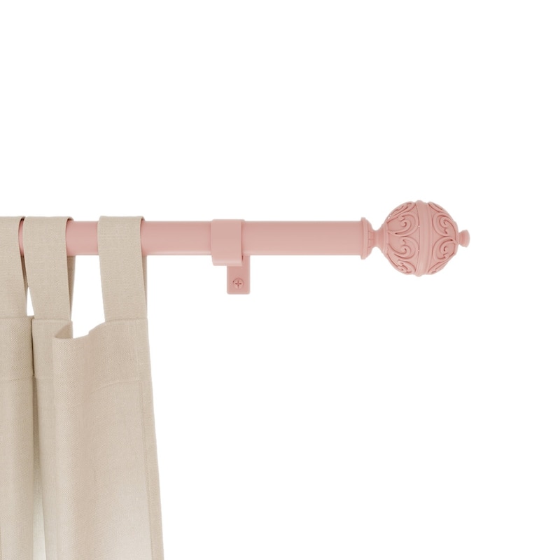 Acroma Adjustable Single Pink Curtain Rod for Window