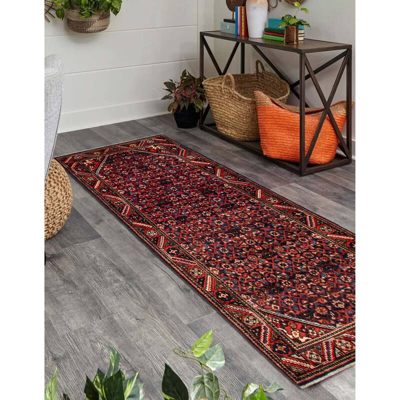 ECARPETGALLERY Hand-knotted Andelz Navy Wool Rug - 3'5 x 9'9