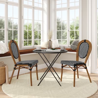 2 Pack All-Weather Commercial Paris Chair with Metal Frames