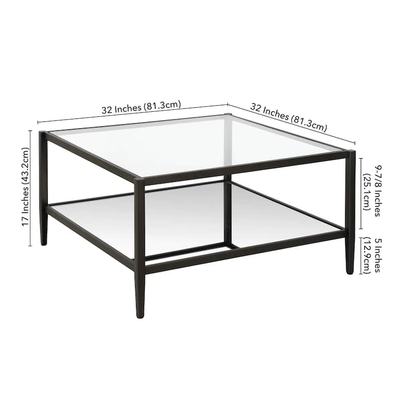Hera Square Coffee Table with Mirror Bottom Shelf