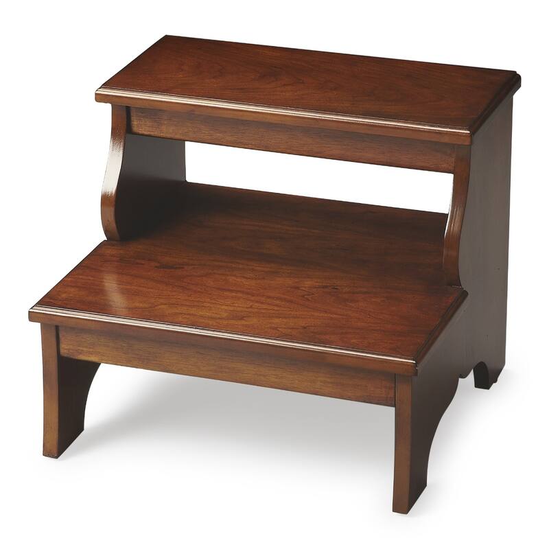 Brown Wood Step Stool with 4 Leg Base 18 Inch Seat Height - 16" x 15" x 18" (D x W x H)