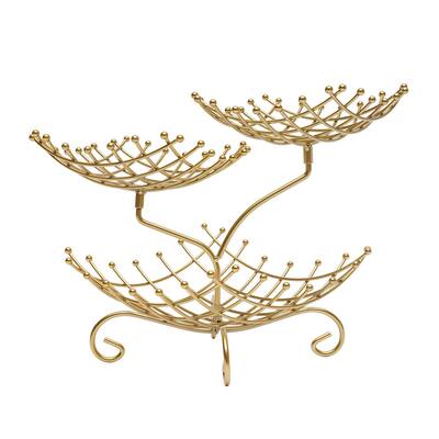 3 Tier Gold Metal Fruit and Vegetable Basket Stand