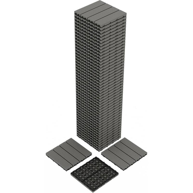 48-Pack 12"X12" Interlocking Patio Flooring Tiles for Patio, Balcony, Porch, Poolside - Grey