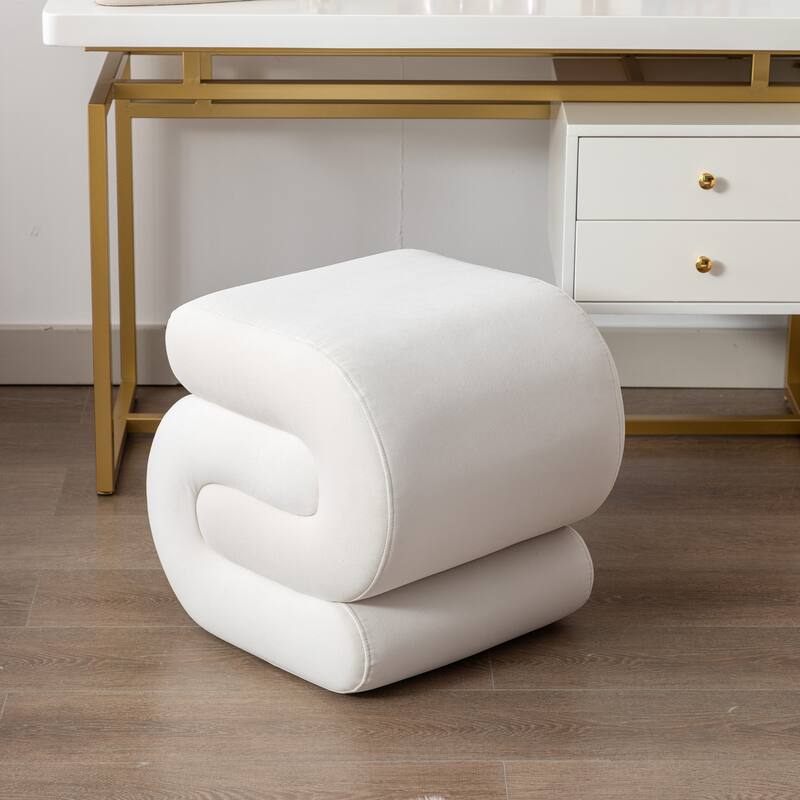 S-shape Velvet Fabric Ottoman Makeup Stool Footstool