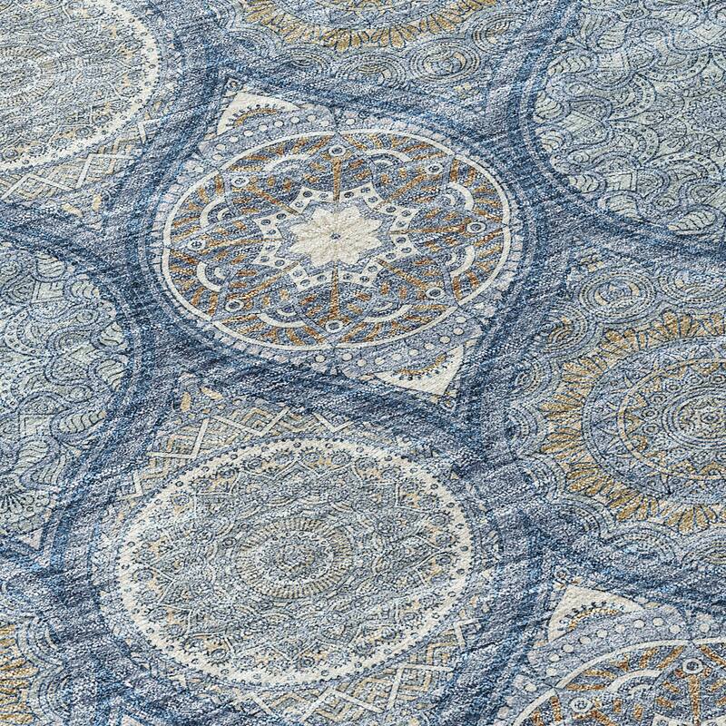 Machine Washable Indoor/ Outdoor Boho Mosaic Chantille Rug