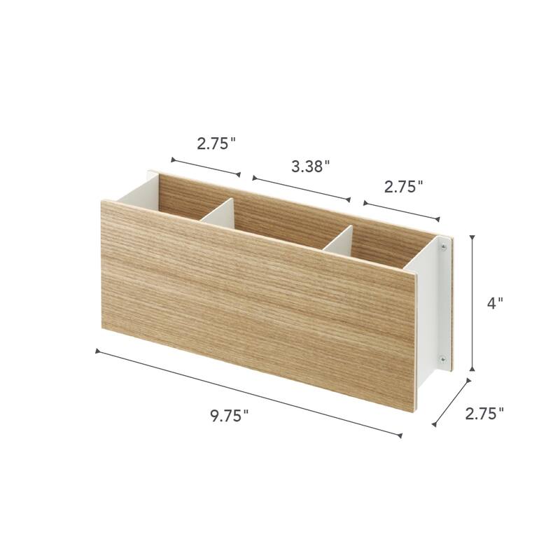 Yamazaki Home Desk Organizer - Two Sizes, Steel and Wood, Small - L 2.76 x W 9.84 x H 4.02 inches
