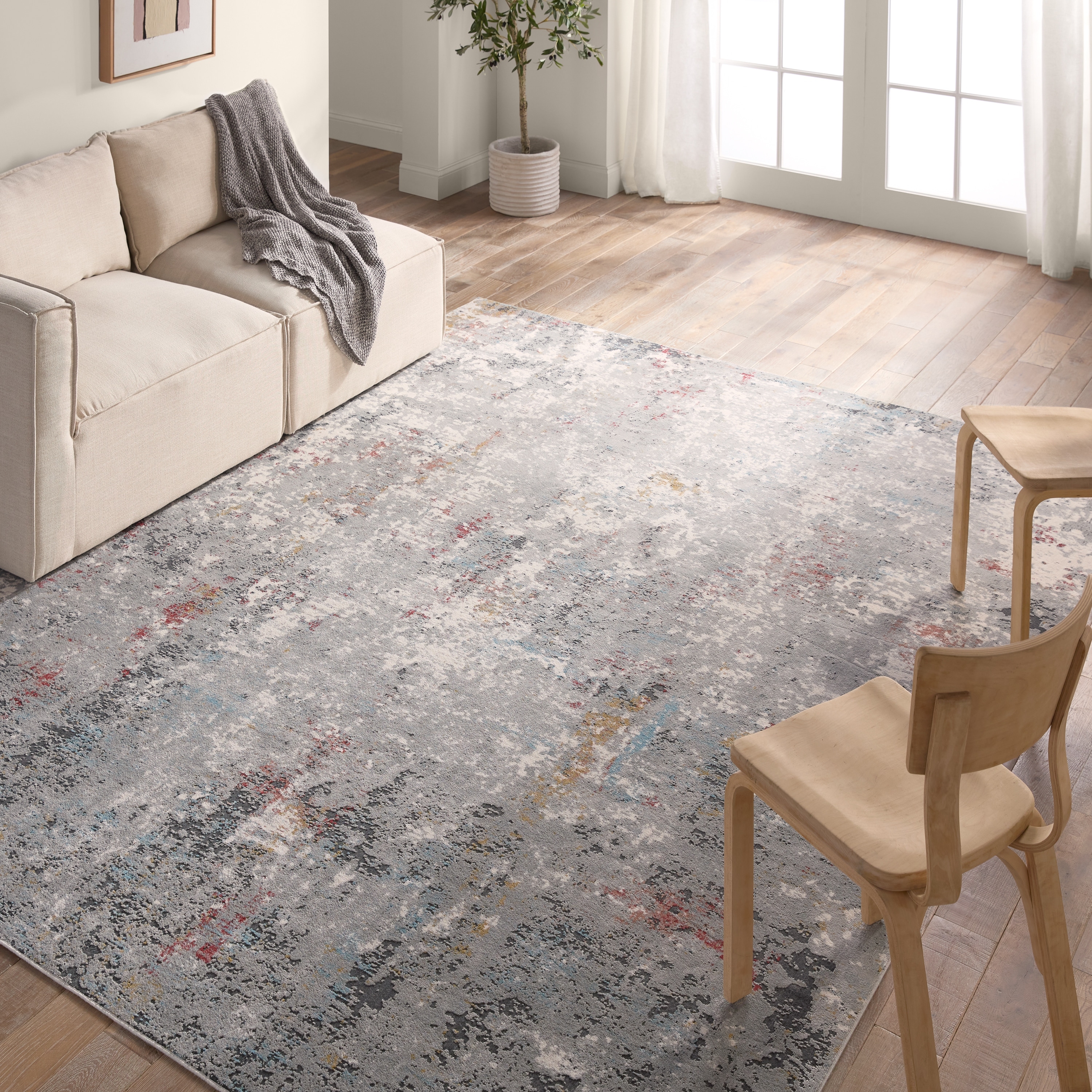 Palanthas Abstract Gray/White Rug