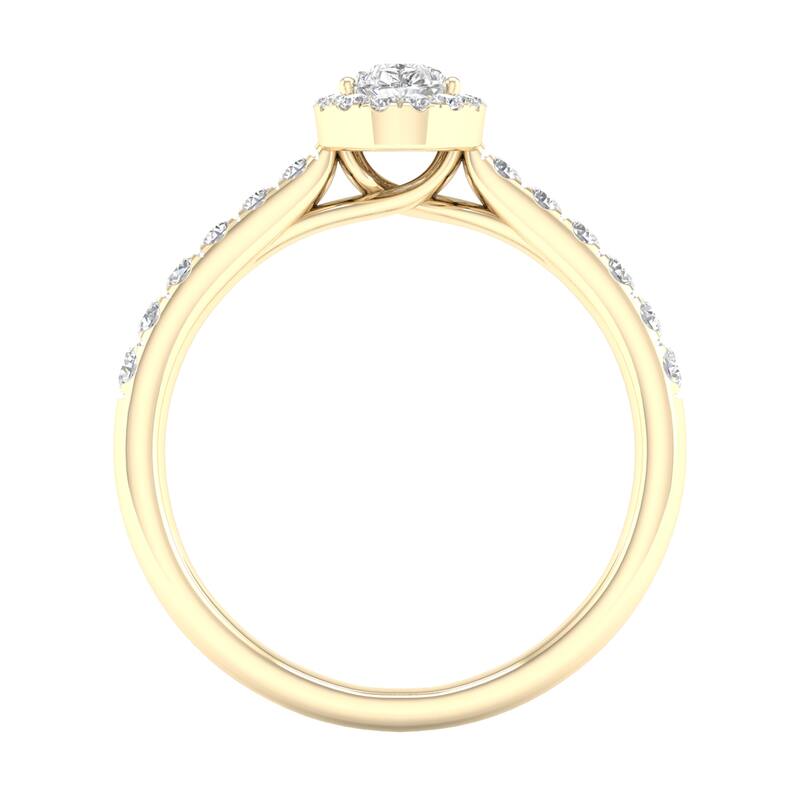3/4ct TDW Diamond Pear Shape Halo Engagement Ring in 10k Gold for Women