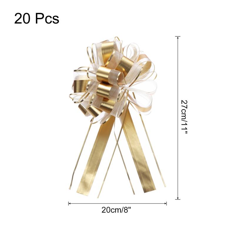 20pcs 11" Large Pull Bow Metallic Gift Wrapping Bows Ribbon - Golden