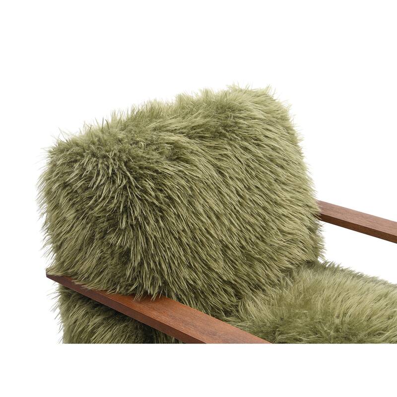 Contemporary Style 1pc Accent Chair Retro Inspired Curves Wooden Arms Tight Seat And Back Primary Living Room