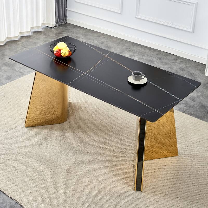 Dining Room Dining Table with Stainless Steel Butterfly Legs Office Table Accent Table Computer Table