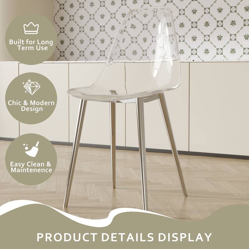 Modern Kitchen Transparency Dining Room Chairs Set of 6
